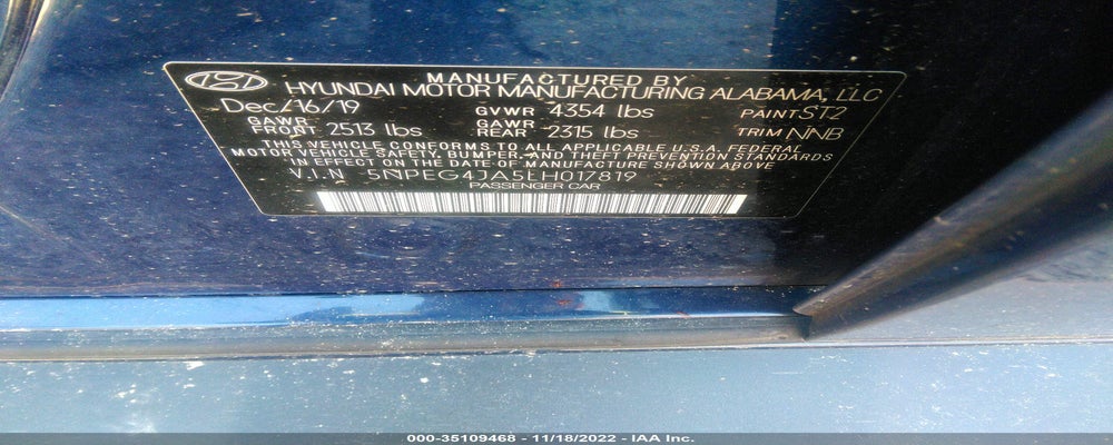 5NPEG4JA5LH017819 2020 HYUNDAI SONATA photo no. 9