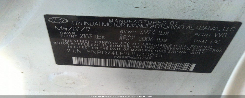 5NPD74LF2HH201045 2017 HYUNDAI ELANTRA photo no. 9