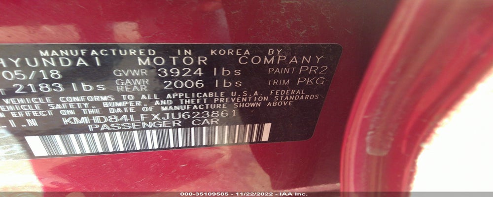 KMHD84LFXJU623861 2018 HYUNDAI ELANTRA photo no. 9
