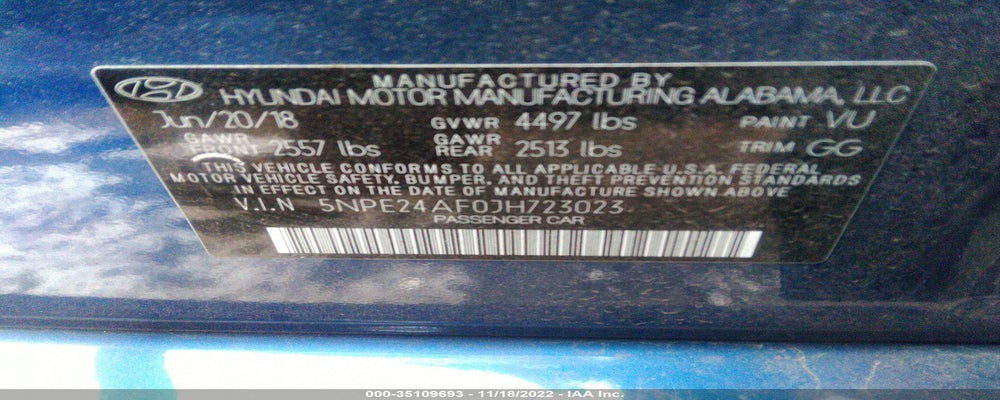 5NPE24AF0JH723023 2018 HYUNDAI SONATA photo no. 9