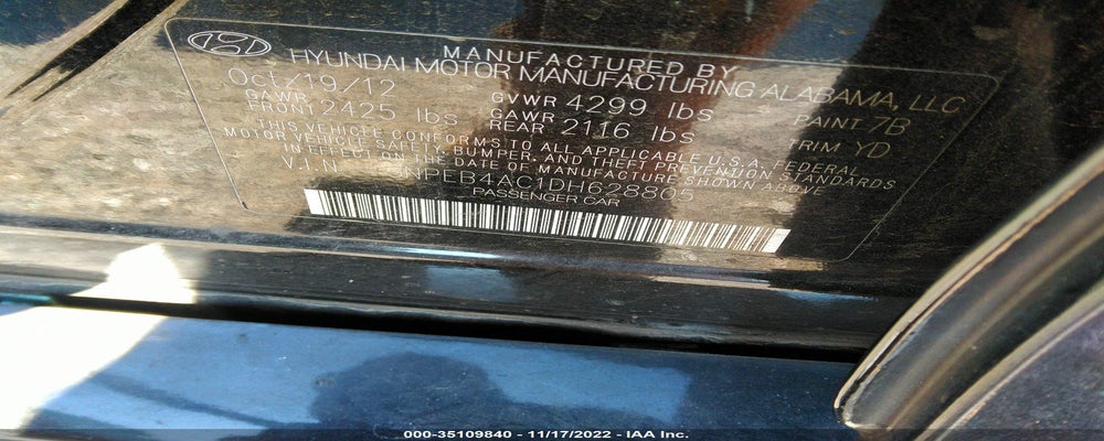 5NPEB4AC1DH628805 2013 HYUNDAI SONATA photo no. 9