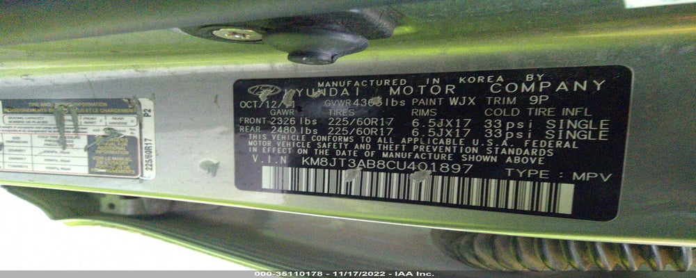 KM8JT3AB8CU401897 2012 HYUNDAI TUCSON photo no. 9
