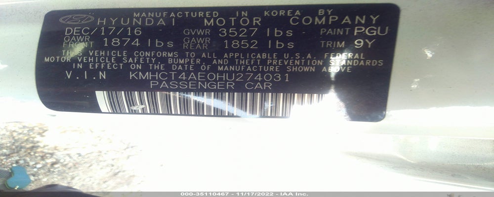 KMHCT4AE0HU274031 2017 HYUNDAI ACCENT photo no. 9