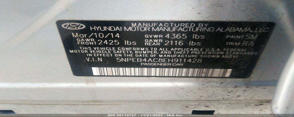 5NPEB4AC8EH911428 2014 HYUNDAI SONATA photo no. 9
