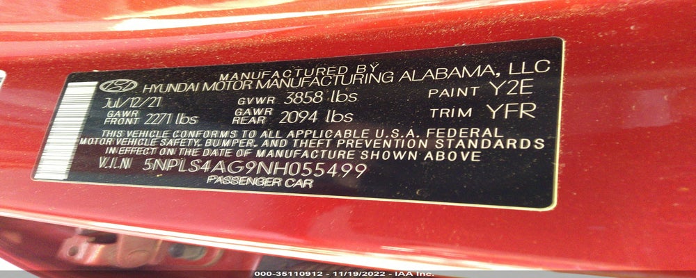 5NPLS4AG9NH055499 2022 HYUNDAI ELANTRA photo no. 9