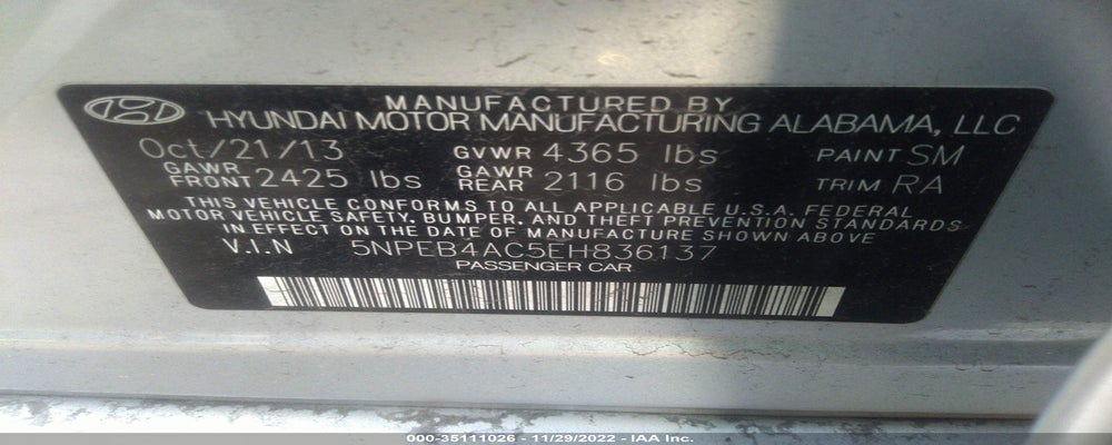 5NPEB4AC5EH836137 2014 HYUNDAI SONATA photo no. 9