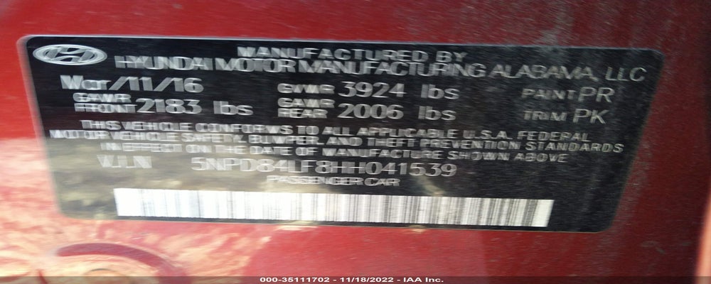 5NPD84LF8HH041539 2017 HYUNDAI ELANTRA photo no. 9