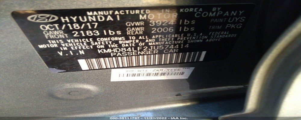 KMHD84LF2JU574414 2018 HYUNDAI ELANTRA photo no. 9