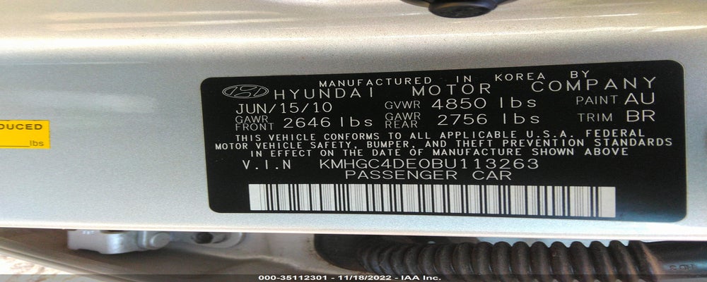 KMHGC4DE0BU113263 2011 HYUNDAI GENESIS photo no. 9