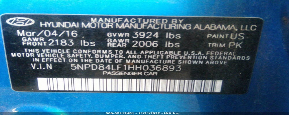 5NPD84LF1HH036893 2017 HYUNDAI ELANTRA photo no. 9