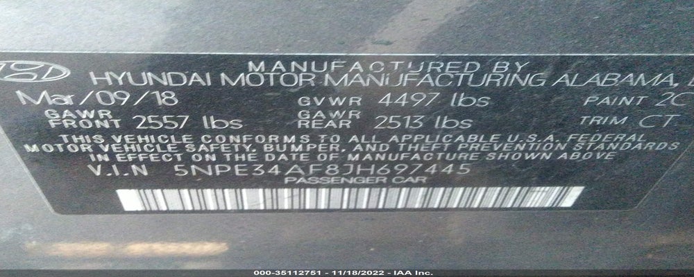 5NPE34AF8JH697445 2018 HYUNDAI SONATA photo no. 9