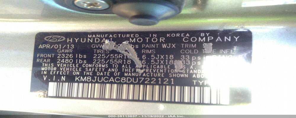 KM8JUCAC8DU722121 2013 HYUNDAI TUCSON photo no. 9