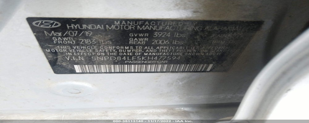 5NPD84LF5KH477594 2019 HYUNDAI ELANTRA photo no. 9