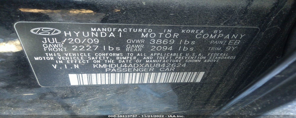 KMHDU4ADXAU842624 2010 HYUNDAI ELANTRA photo no. 9