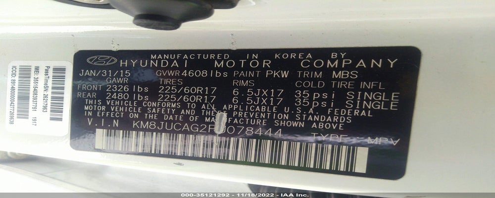 KM8JUCAG2FU078444 2015 HYUNDAI TUCSON photo no. 9