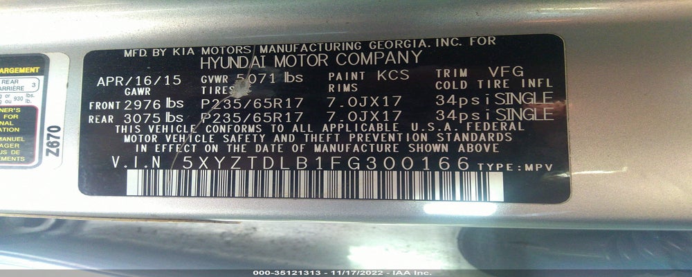 5XYZTDLB1FG300166 2015 HYUNDAI SANTA FE SPORT photo no. 9