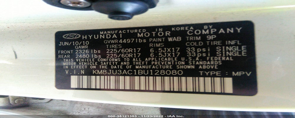 KM8JU3AC1BU128080 2011 HYUNDAI TUCSON photo no. 9