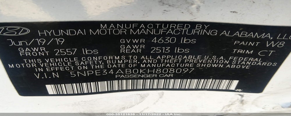 5NPE34AB0KH808097 2019 HYUNDAI SONATA photo no. 9