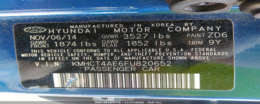 KMHCT4AE6FU820652 2015 HYUNDAI ACCENT photo no. 9