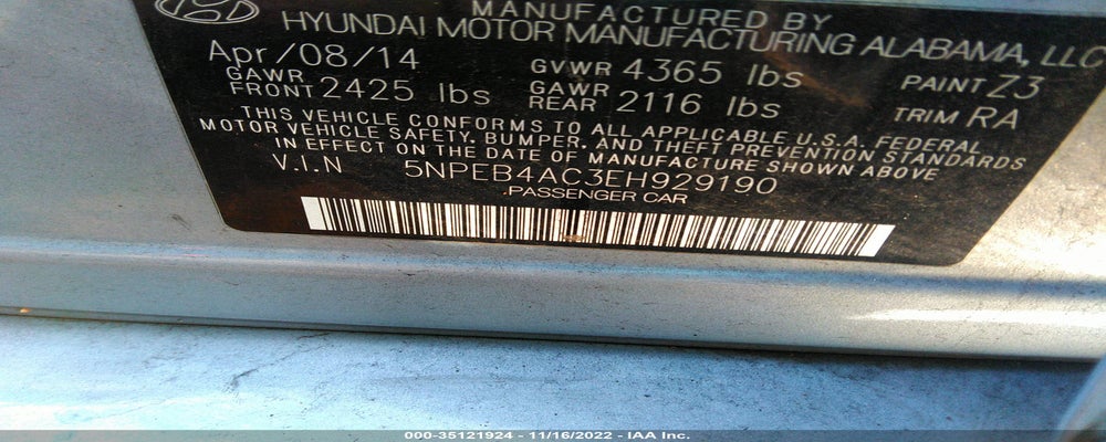 5NPEB4AC3EH929190 2014 HYUNDAI SONATA photo no. 9