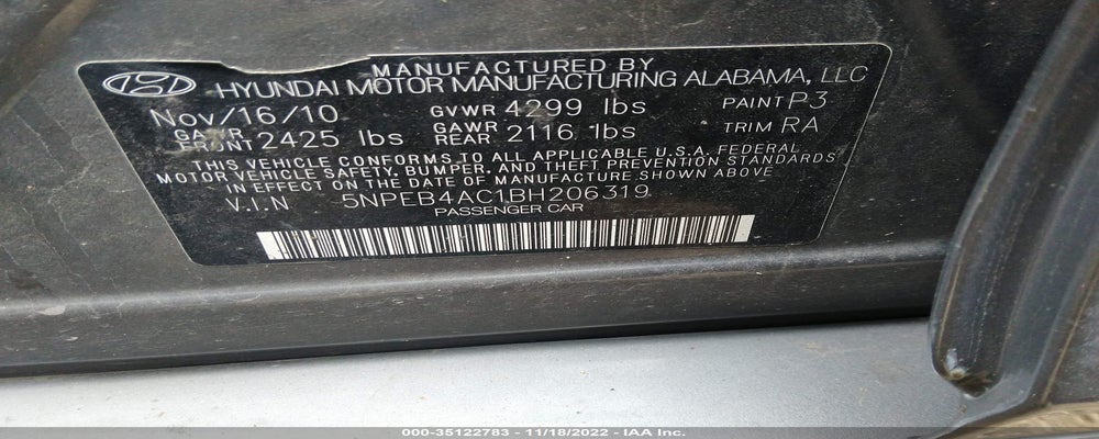 5NPEB4AC1BH206319 2011 HYUNDAI SONATA photo no. 9