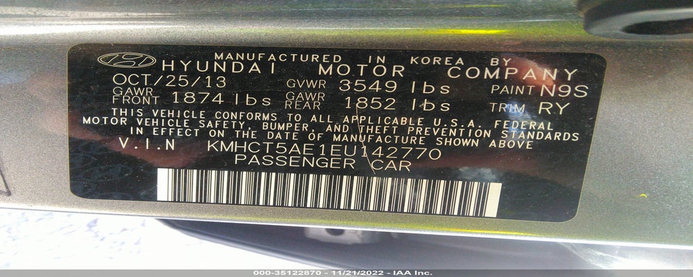 KMHCT5AE1EU142770 2014 HYUNDAI ACCENT photo no. 9