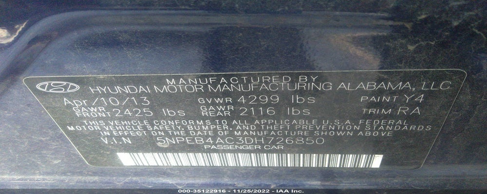 5NPEB4AC3DH726850 2013 HYUNDAI SONATA photo no. 9