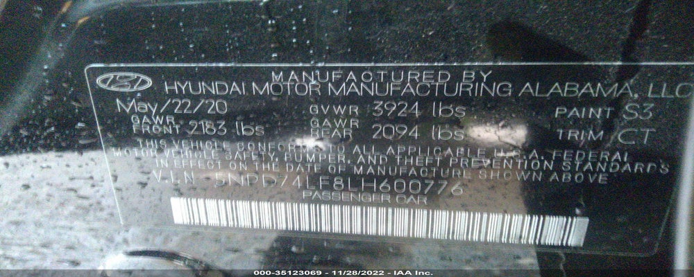 5NPD74LF8LH600776 2020 HYUNDAI ELANTRA photo no. 9
