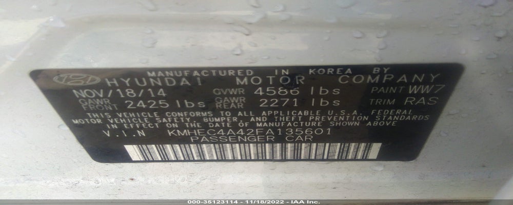 KMHEC4A42FA135601 2015 HYUNDAI SONATA HYBRID photo no. 9