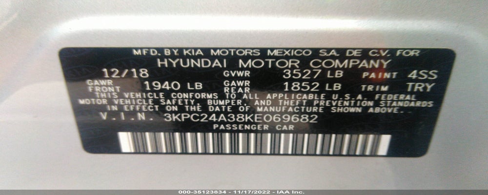 3KPC24A38KE069682 2019 HYUNDAI ACCENT photo no. 9