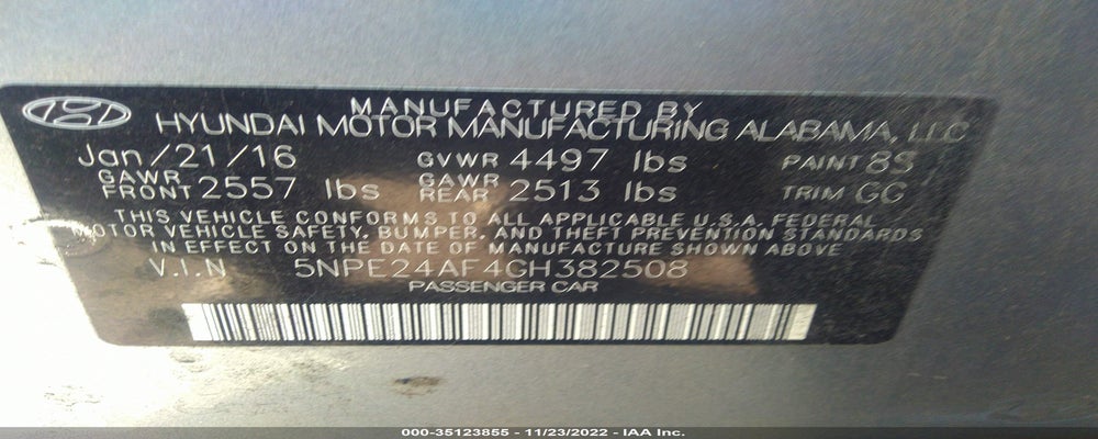 5NPE24AF4GH382508 2016 HYUNDAI SONATA photo no. 9