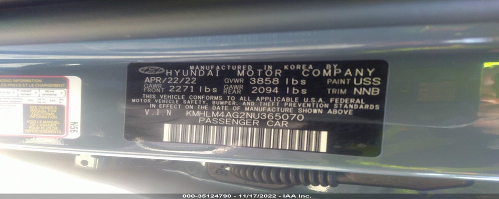 KMHLM4AG2NU365070 2022 HYUNDAI ELANTRA photo no. 9