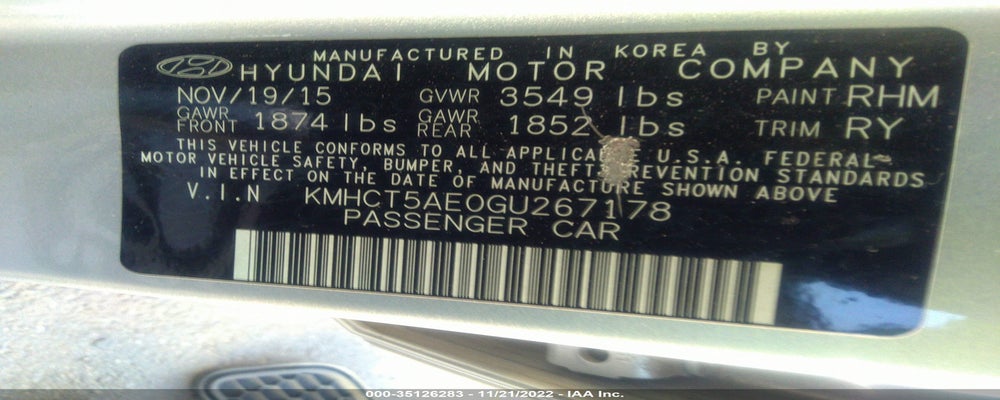 KMHCT5AE0GU267178 2016 HYUNDAI ACCENT photo no. 9
