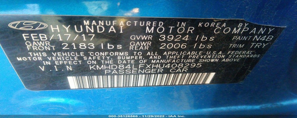 KMHD84LFXHU408295 2017 HYUNDAI ELANTRA photo no. 9