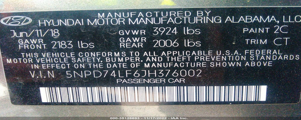 5NPD74LF6JH376002 2018 HYUNDAI ELANTRA photo no. 9