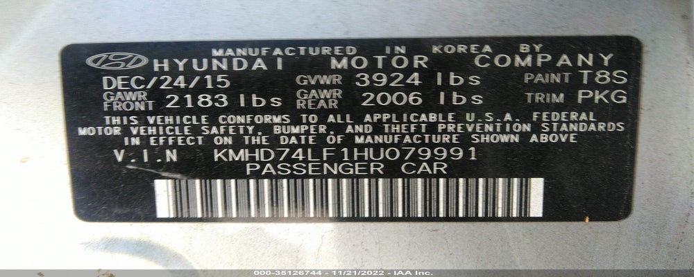 KMHD74LF1HU079991 2017 HYUNDAI ELANTRA photo no. 9