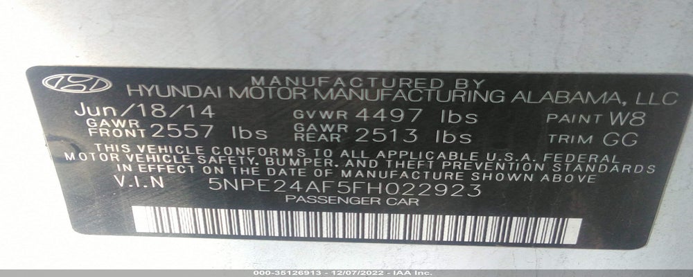 5NPE24AF5FH022923 2015 HYUNDAI SONATA photo no. 9