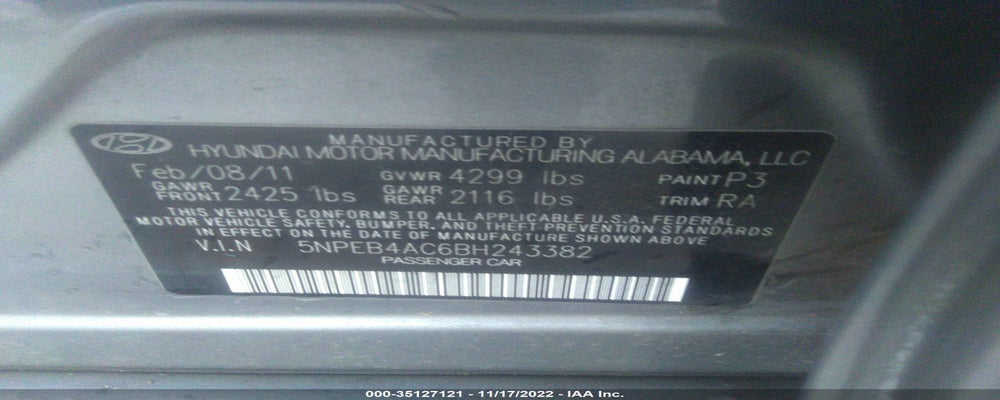 5NPEB4AC6BH243382 2011 HYUNDAI SONATA photo no. 9