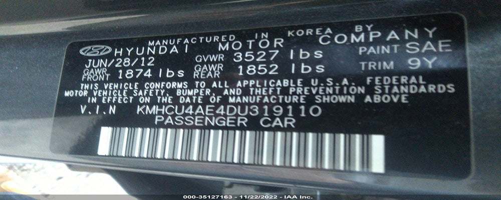 KMHCU4AE4DU319110 2013 HYUNDAI ACCENT photo no. 9