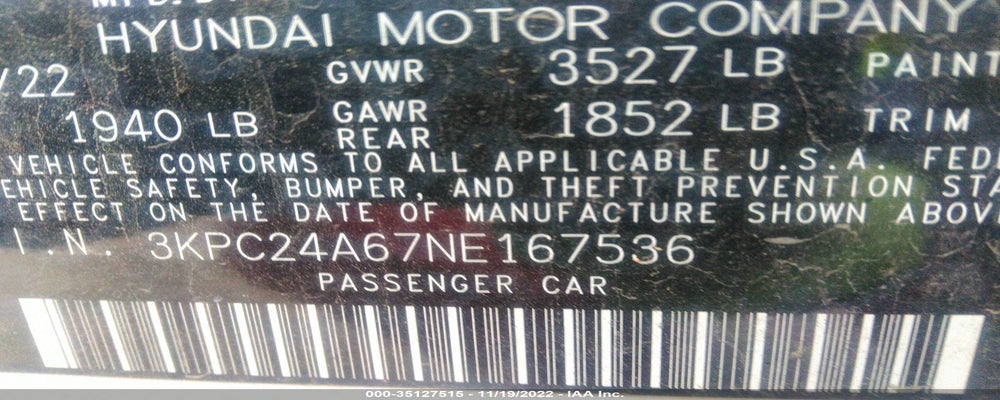 3KPC24A67NE167536 2022 HYUNDAI ACCENT photo no. 9