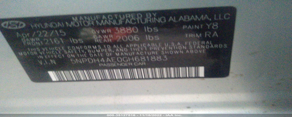 5NPDH4AE0GH681883 2016 HYUNDAI ELANTRA photo no. 9