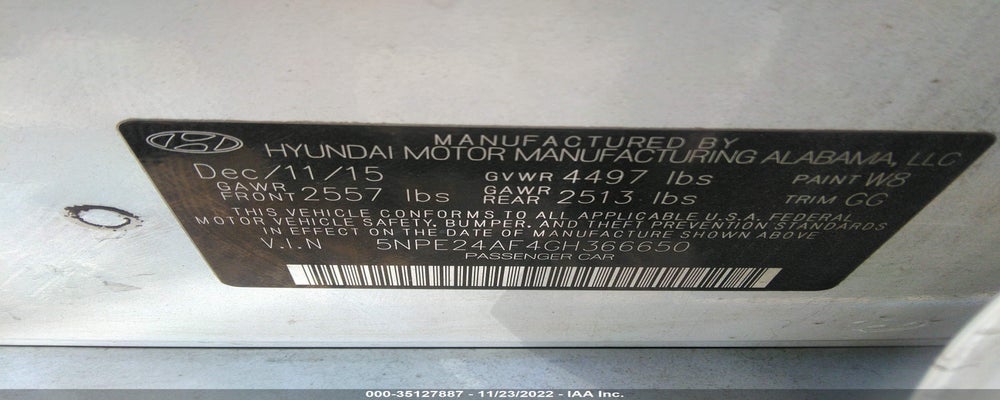 5NPE24AF4GH366650 2016 HYUNDAI SONATA photo no. 9