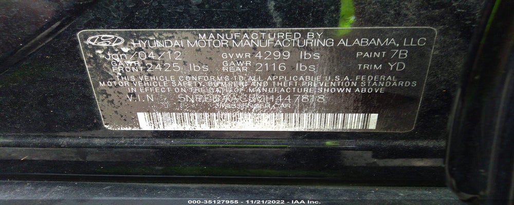 5NPEB4AC5CH447818 2012 HYUNDAI SONATA photo no. 9