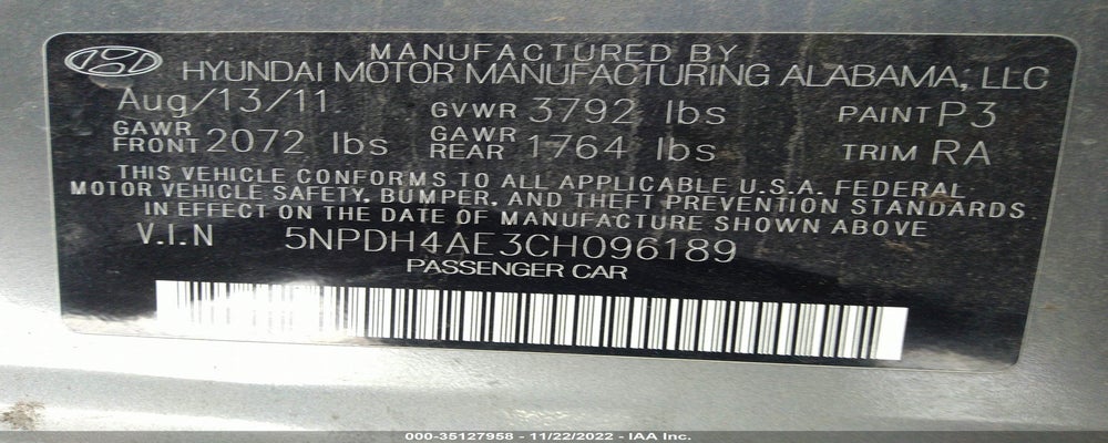 5NPDH4AE3CH096189 2012 HYUNDAI ELANTRA photo no. 9