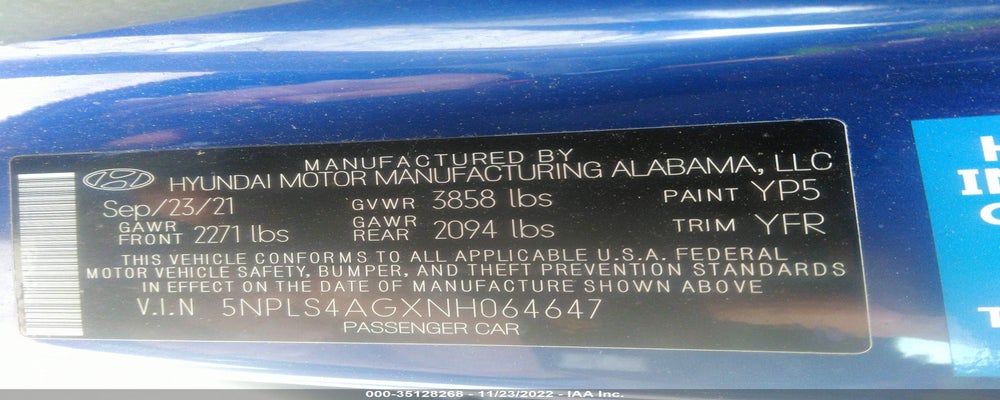 5NPLS4AGXNH064647 2022 HYUNDAI ELANTRA photo no. 9