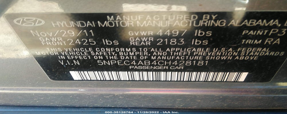 5NPEC4AB4CH428181 2012 HYUNDAI SONATA photo no. 9