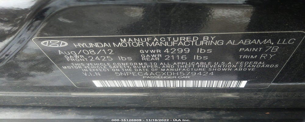 5NPEC4ACXDH579424 2013 HYUNDAI SONATA photo no. 9