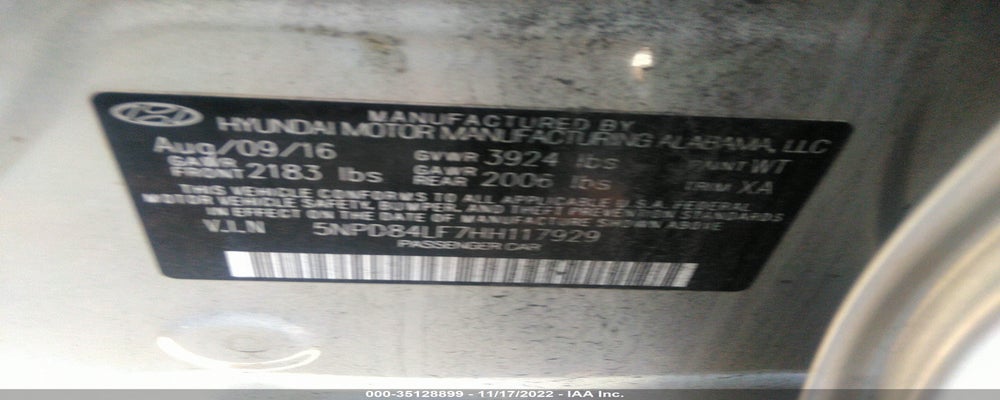 5NPD84LF7HH117929 2017 HYUNDAI ELANTRA photo no. 9