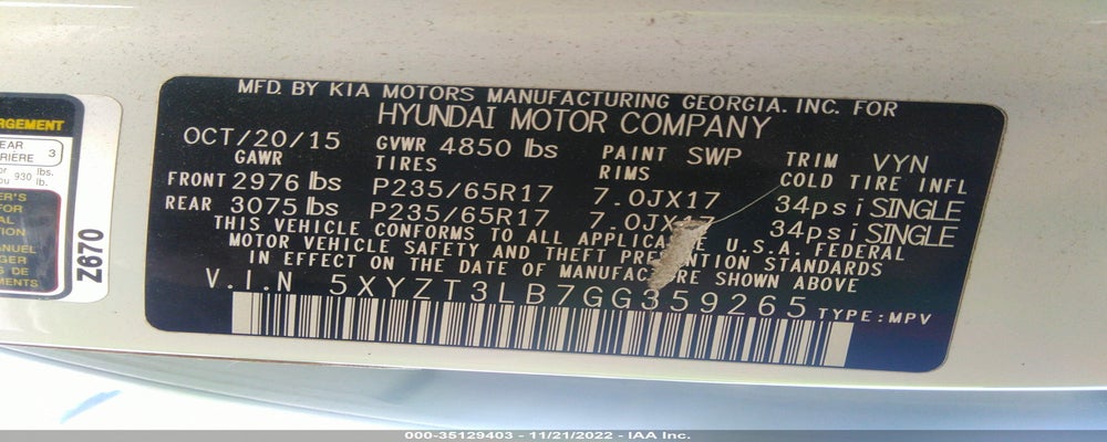 5XYZT3LB7GG359265 2016 HYUNDAI SANTA FE SPORT photo no. 9