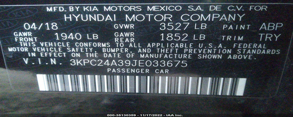 3KPC24A39JE033675 2018 HYUNDAI ACCENT photo no. 9